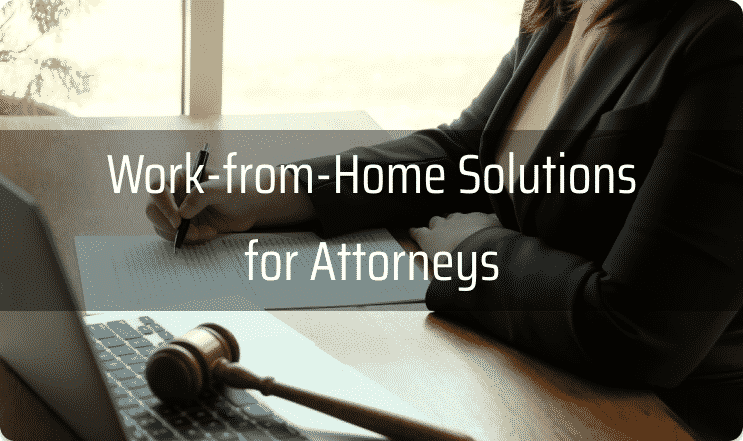 lawyer shown working from home on a laptop