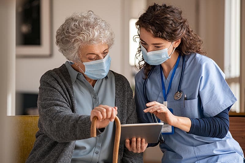 Nurse using tablet